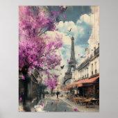 Romantisches Bild von PAris mit dem Eiffelturm Poster (Vorne)