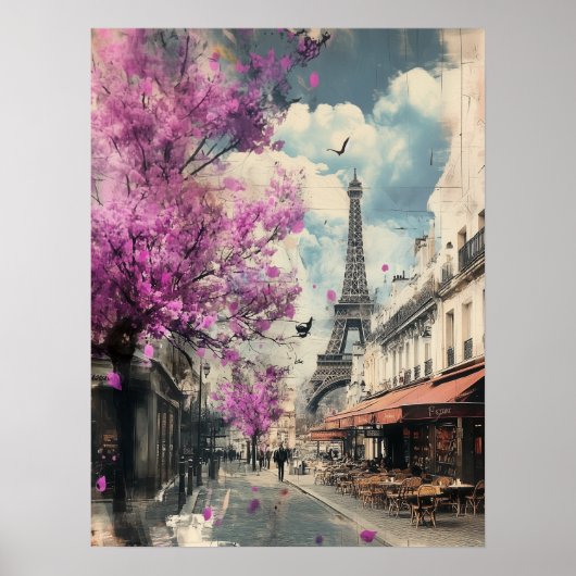 Romantisches Bild von PAris mit dem Eiffelturm Poster (Vorne)
