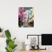 Romantisches Bild von PAris mit dem Eiffelturm Poster (Heimbüro)