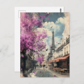 Romantisches Bild von PAris mit dem Eiffelturm Postkarte (Vorne/Hinten)