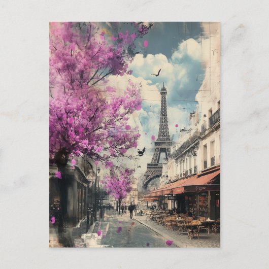 Romantisches Bild von PAris mit dem Eiffelturm Postkarte (Vorderseite)