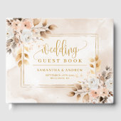 Romantisches, blassrosa Elfenbein Gold Wedding Gäs Gästebuch (Vorderseite)