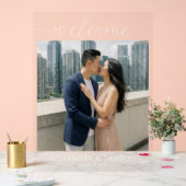 Romantisches Blau Beiges Foto Acrylschild (Hochzeit)
