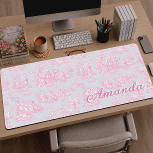 Romantisches Blau Rosa Vintage Französisches Toile Schreibtischunterlage