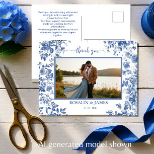 Romantisches Blau Toile QR-Code Foto Danke Postkarte