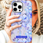 Romantisches Blau und Lavendel-Blumen-Name Case-Mate iPhone Hülle