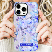 Romantisches Blau und Lavendel-Blumen-Name Case-Mate iPhone Hülle