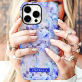 Romantisches Blau und Lavendel-Blumen-Name Case-Mate iPhone Hülle