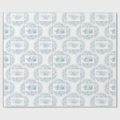 Romantisches Blau und Weiß, blau und blau graviert Geschenkpapier (Flach)