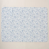 Romantisches Blau-Weiß-Blumenmuster Sherpadecke (Vorderseite (Horizontal))