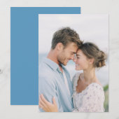 Romantisches blaues Blumen-Foto Einladung (Vorne/Hinten)