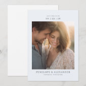 Romantisches blaues Blumenfoto Save The Date (Vorne/Hinten)
