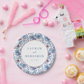 Romantisches Blaues Blumenmuster Pappteller (Party)