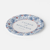 Romantisches Blaues Blumenmuster Pappteller (Schrägansicht)