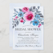 Romantisches blaues Brautparty Einladung (Vorne/Hinten)