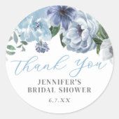 Romantisches blaues Brautparty Gastgeschenk Runder Aufkleber (Vorderseite)