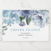 Romantisches blaues Brautparty Gastgeschenk Schaumweinetikett (Einzelnes Label)