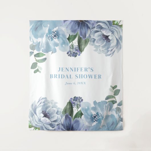 Romantisches blaues Brautparty Party Wandteppich (Vorderseite)