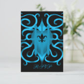 Romantisches blaues Herz und Wirbel UAWG RSVP Karte (Stehend Vorderseite)