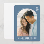 Romantisches blaues minimalistisches Foto Save The Date (Vorne/Hinten)