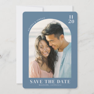 Romantisches blaues minimalistisches Foto Save The Date