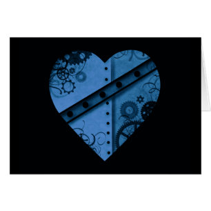 Romantisches blaues steampunk Valentinsgrußherz