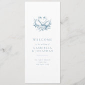 Romantisches blaues Vintage-Schwan-Hochzeitsprogra Programm (Vorderseite)