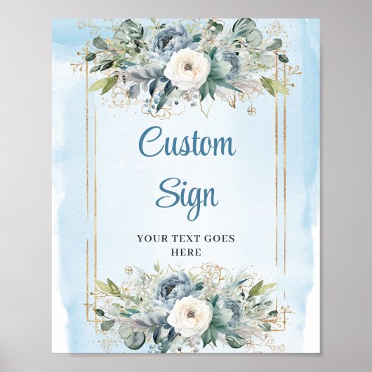 Romantisches Blue and Gold DIY Wedding Template Poster (Vorne)