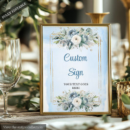 Romantisches Blue and Gold DIY Wedding Template Poster