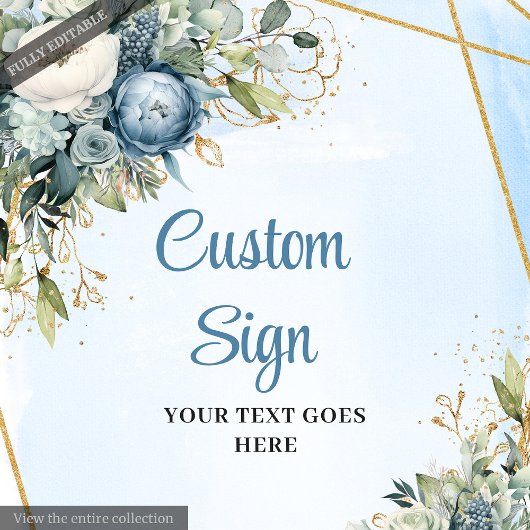 Romantisches Blue and Gold DIY Wedding Template Poster
