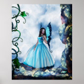 Romantisches Blue Butterfly Fairy Poster (Vorne)