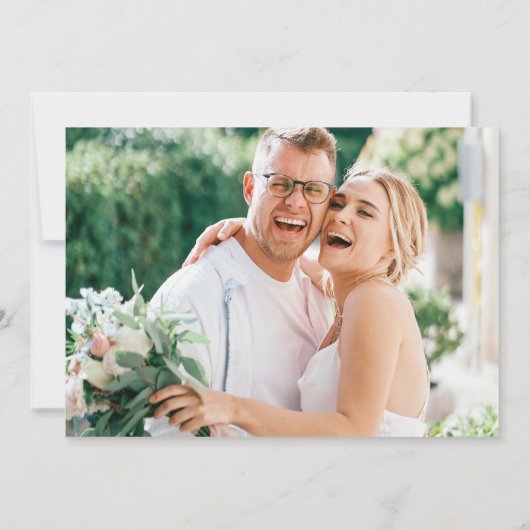 Romantisches Blue Floral Foto QR Code Hochzeit Save The Date (Rückseite)