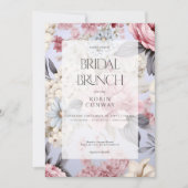 Romantisches Blue Pink & White Floral Bridal Brunc Einladung (Vorderseite)