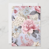 Romantisches Blue Pink & White Floral Bridal Brunc Einladung (Rückseite)