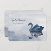 Romantisches Blue Swan Menu Hochzeit RSVP (Vorne/Hinten)