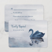 Romantisches Blue Swan Menu Hochzeit RSVP Karte (Vorne/Hinten)
