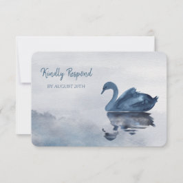 Romantisches Blue Swan Menu Hochzeit RSVP Karte