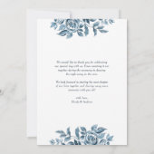 Romantisches Blue Watercolor Botanicals Foto Hochz Dankeskarte (Rückseite)