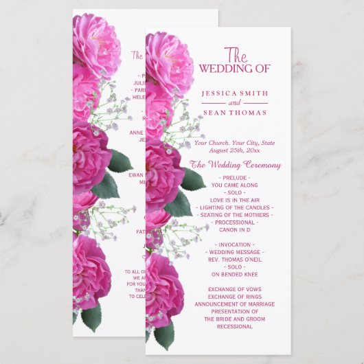 Romantisches Blumen-Bouquet-Hochzeitsprogramm Programm (Vorne/Hinten)