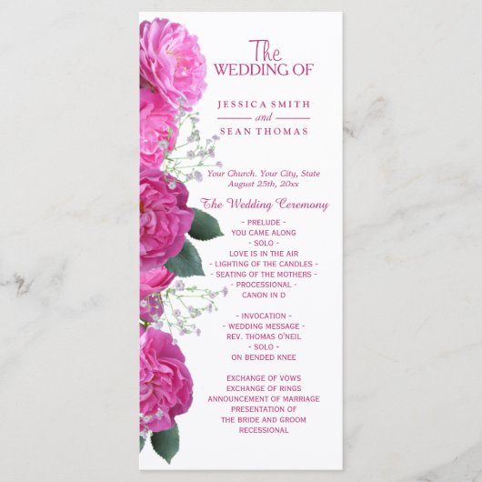 Romantisches Blumen-Bouquet-Hochzeitsprogramm Programm (Vorderseite)