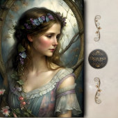 Romantisches Blumen-Frauenporträt Découpage Seidenpapier