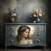 Romantisches Blumen-Frauenporträt Découpage Seidenpapier