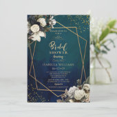 Romantisches Blumen-Gold-Kranz-Brautparty Einladung (Stehend Vorderseite)