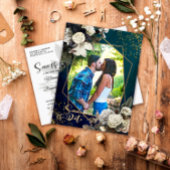 Romantisches Blumen-Gold-Kranz-Foto Save the Date Ankündigungspostkarte