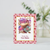 Romantisches Blumen- und Goldherz Postkarte (Stehend Vorderseite)