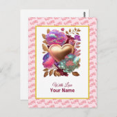 Romantisches Blumen- und Goldherz Postkarte (Vorne/Hinten)