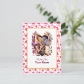 Romantisches Blumen- und Goldherz Postkarte (Stehend Vorderseite)