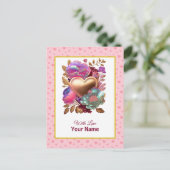 Romantisches Blumen- und Goldherz Postkarte (Stehend Vorderseite)