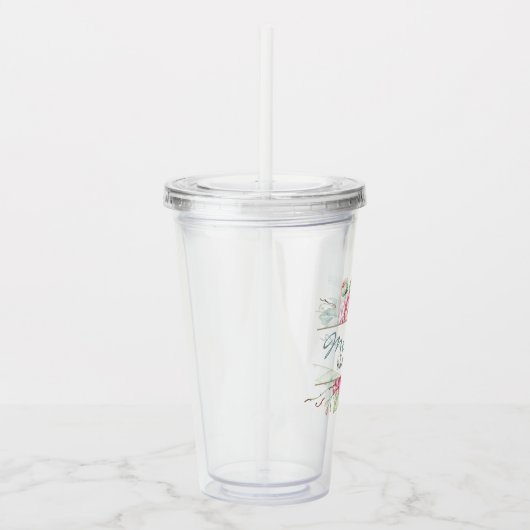 Romantisches BlumenAquarell-Brautjungfern-Geschenk Acryltrinkbecher (Rechts)