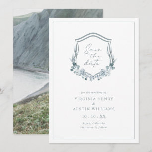 Romantisches Blumenblauer Foto Save the Date